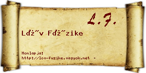 Löv Füzike névjegykártya